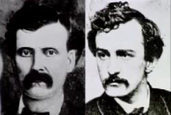 Two photos. One showing the man claiming 
to be John Wilkes Booth and the man that we know is real.
